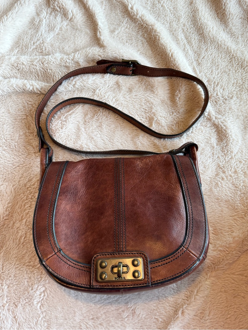 Fossil Vintage Leather Crossbody Saddle Bag